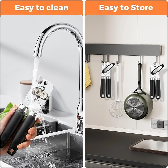 Can Opener Manual & Bottle Opener - Smooth Edge Manual Can Openers with Strong Magnet, Heavy Duty Stainless Steel Handheld Can Openers - Premium Kitchen Supplies Gadgets Tin Opener
