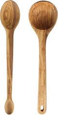 Bloomhouse - Two Time Oprah's Favorite Things Winner - Italian Olive Wood 2-Piece Kitchen Utensil Set – Extra-Large 14-Inch Ladle and Tasting Spoon, Durable Wooden Cooking Tools