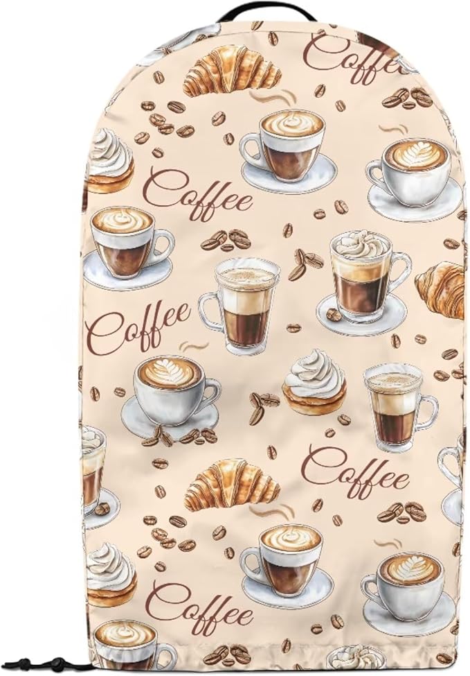 Warm Coffee Patterns Blender Cover Kitchen Appliance Cover Anti Fingerprint Dust-Proof Coffee Machine Cover Food Processor Cover Stand Mixer Cover with Top Handle