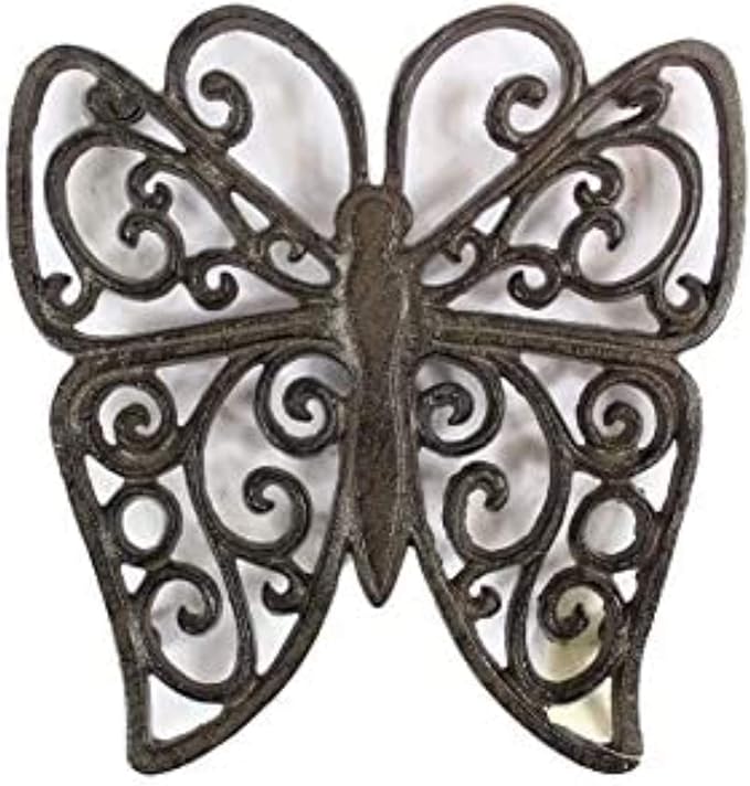 Handcrafted Nautical Decor Cast Iron Butterfly Trivet 8" - Decorative Cast Iron - Butterfly Decoration