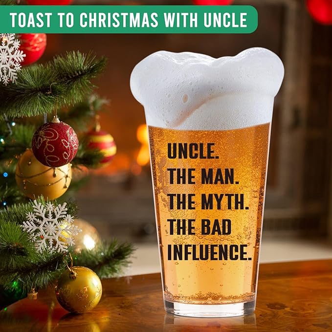 Ithmahco Best Uncle Gifts, Personalized Gifts For Uncle From Niece, Nephew, Funny Beer Glasses & Bottle Opener For Men, Christmas, Birthday Idea