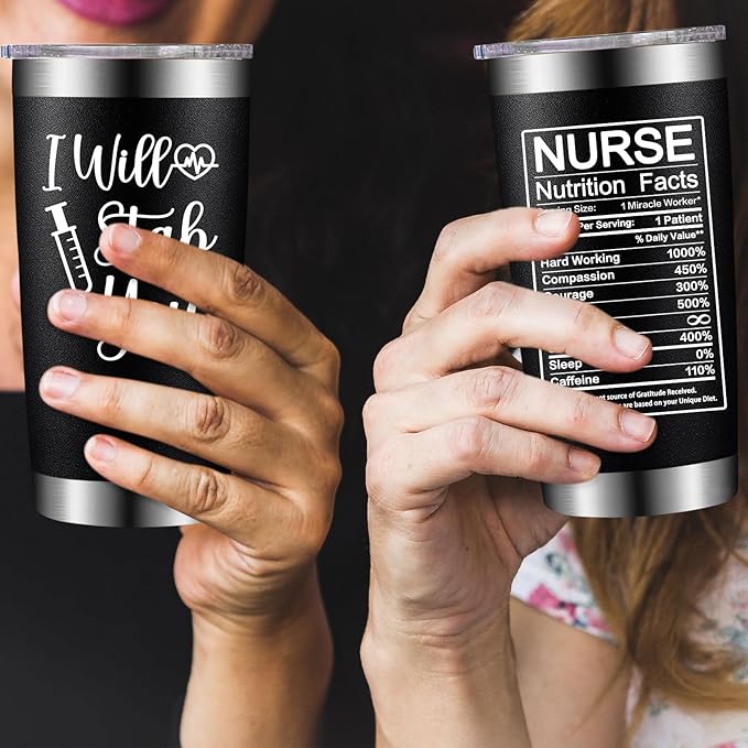 Nurse Gifts for Women - Nurses Week Gift - Nurse Graduation Appreciation Christmas Gifts for Nurses, Practitioner - 20oz I Will Stab You Tumbler Cup