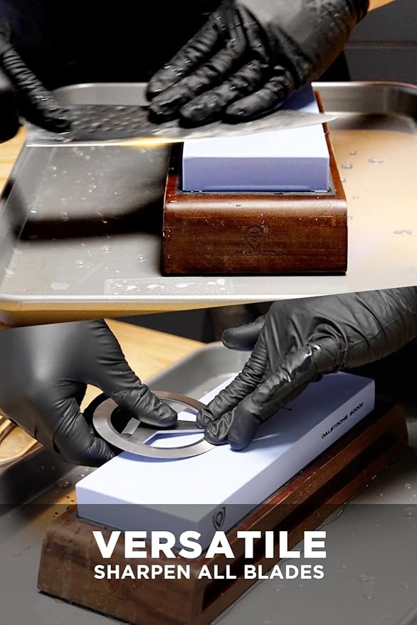 DALSTRONG Premium Whetstone Kit - #1000/#6000 Knife Sharpening Kit - Extra Large Grit Stones - Top-Grade Corundum - Thick Knife Sharpening Stone - Hand Crafted Acacia Wood - Whetstone Knife Sharpener