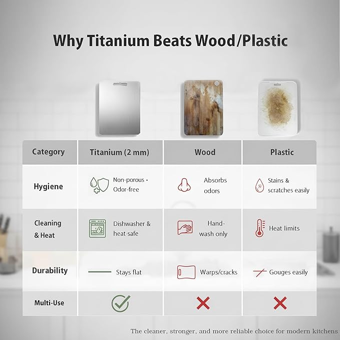 16x11 Titanium Cutting Board 2mm Thick. 100% Pure Titanium Cutting Board, Stays Flat & Odor-resistant, Non-porous, Dishwasher-safe, Reversible - Multi-use: Pastry, Prep & Serve, Bbq.