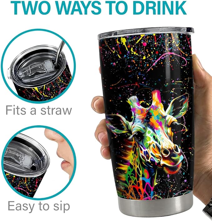 SANDJEST Giraffe Tumbler 20oz Giraffe Gifts for Women Girls Teen Stainless Steel Insulated Tumblers Coffee Travel Mug Cup Gift for Birthday Christmas