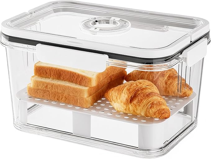 Bread Box for Kitchen Countertop | Airtight Bread Storage Container with New Upgrade Time Recording Lid – Bread Keeper for Homemade Bread, Donuts, Bagels, Toast, and Cookies