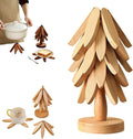 Natural Tree Trivet Set - Natural Foldable Kitchen Trivets, Handmade Wooden Hot Pad Holder for Plates, Pots, Pans, Cup, Kitchen Dining Table Protection (Wood, L)