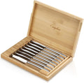 Cangshan 1027044 Rain II Series 8-Piece 420 Stainless Steel Forged Steak Knife Set in Bamboo Storage Chest