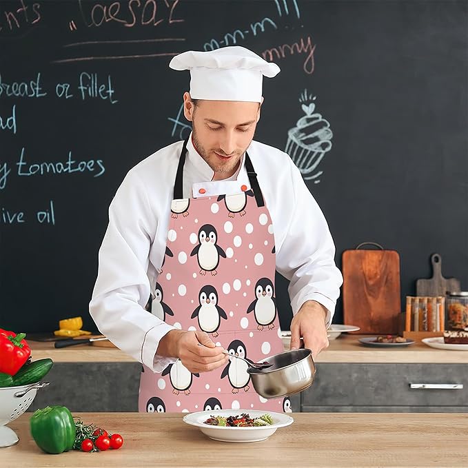 Adjustable Kitchen Apron with Pockets for Women and Men,Soft Chef Apron for Cooking, BBQ, and Grill