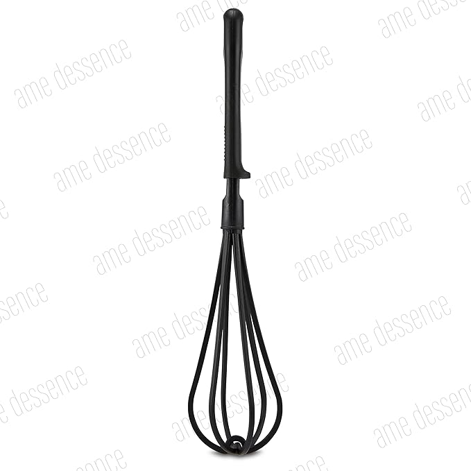 AME D'ESSENCE Whip 12 1/8 inch Black Nylon 410ºF Heat Resistant Cooking Whisk with Ergonomic Handle Perfect for Making all types of Sauces and Desserts Kitchen Gadgets for Cooking