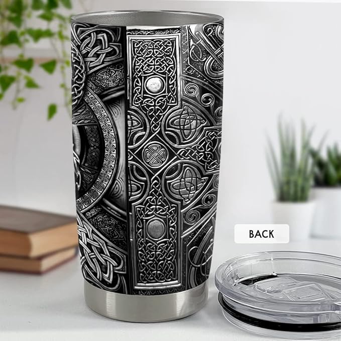 SANDJEST Wolf Tumbler Raven Viking 20oz Tumblers with Lid Gift for Men Dad Son Father Husband Christmas Birthday