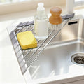 Corner Sink Roll Up Triangular Dish Drying Rack, Small Multipurpose Stainless Steel Corner Shelf Over The Sink, Kitchen Drainer & Organizer for Space-Saving Storage