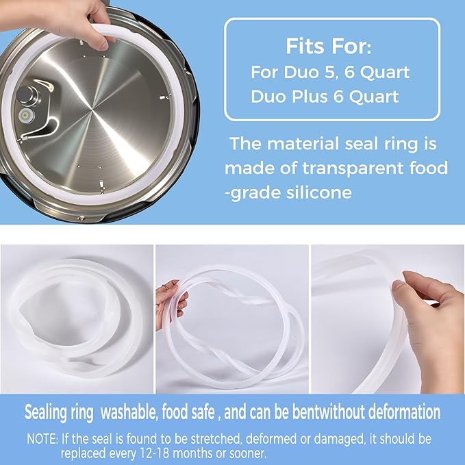 13 Pcs Sealing Ring 5, 6 Qt,For Duo Plus 6 Quart Electric Pressure Cooker Valve Replacement Parts With Include Silicone Gasket Steam Release Valve Float Valve Anti-Block Shield Condensation Collector