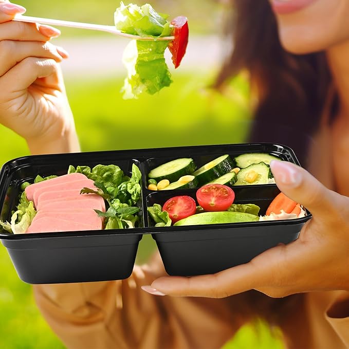LOKATSE HOME 96 PCS Multiple-grids Combination Meal Prep Food Storage Containers with Lids Reusable Lunch Bento Boxes, BPA Free, Stackable, Microwave/Dishwasher/Freezer Safe