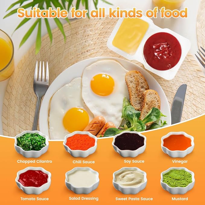 20 Sets Double Compartment Condiment Containers with lids, Reusable Snack Pack Containers, Used For Portioning Fruits,Storing Food Dips and Carrying Snacks