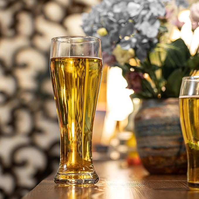Bar Glasses, Classic Pilsner Tall Glasses with Heavy Base, 17 Oz. (Set of 2)