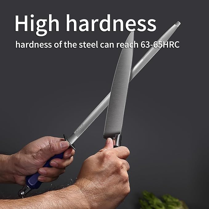 Honing Steel 12 inch Professional Knife Sharpener Honing Rod, Fine Lines, High Carbon Steel, High hardness, Flat Knife Sharpening Steel