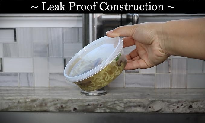 Zekii EXTRA THICK Deli Containers with Lids, [48Sets 8oz] Soup Containers w/Lids Airtight, Disposable, BPA Free, Takeout soup Cups, Meal Prep, Food Storage Containers with Measurements