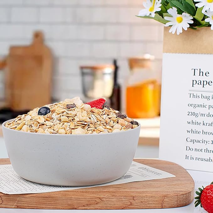 EI 8pcs Wheat Straw Bowls Set,Unbreakable Reusable Plastic Bowls,BPA-Free Lightweight Cereal, Salad & Soup Bowls,Ideal for Breakfast, Picnic, Party or Dinner
