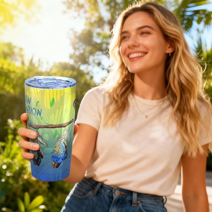 20oz Christian Butterfly Tumbler - Double Vacuum Insulation | Faith-Inspired Travel Coffee Mug, Religious Symbol of Resurrection, Leak-Proof Tumblers Cup for Hot/Cold, Thoughtful Gift