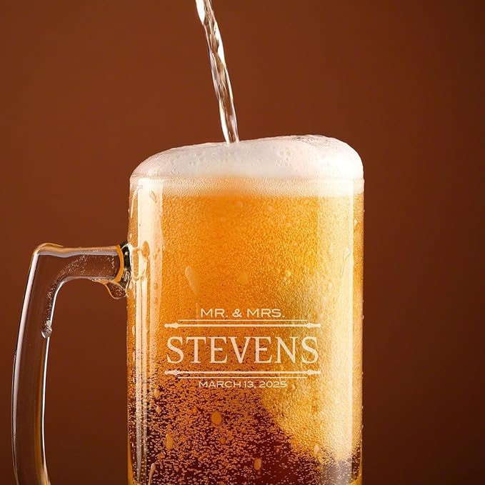 HomeWetBar Personalized Beer Mug and Bar Glassware for Craft Beer Lovers Custom Glass Beer Mug