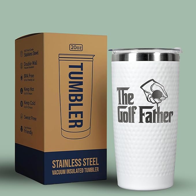 Gifts for Dad - Golf Gifts for Dad - New Dads Christmas Gift from Daughter, Son, Kids - Golfing Gift for Men, Golfers - Ideas for Husband, Papa, Father - 20 Oz Golf Fathers Tumbler