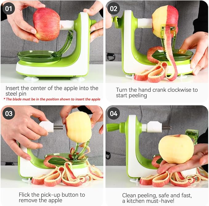 KEOUKE Manual Apple Peeler with Suction Base - Quick, Safe Desktop Apple Skin Peeler, Replaceable Blade, Easy to Clean for Home Kitchen Quick Applesauce Pie Making