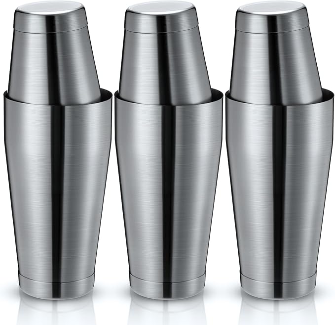 Sabary 6 Pcs Cocktail Shakers Professional Bar Shaker Boston Set Stainless Steel Martini Drink Mixer Basic Tool Weighted Shake Metal Can Cocktail Shaker Set, 18 Oz, 28 oz (Sanding Silver)