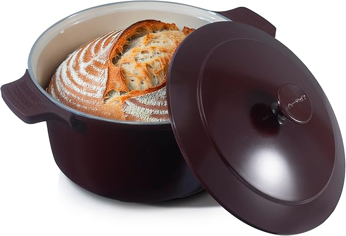 Gotham Steel 5 Qt Lightweight Dutch Oven Pot with Lid & Holders, Ceramic Non Toxic, Oven Safe & Even Heat Retaining Dutch Oven for Bread Baking Sourdough, Soup, Casserole, 70% Lighter than Cast Iron