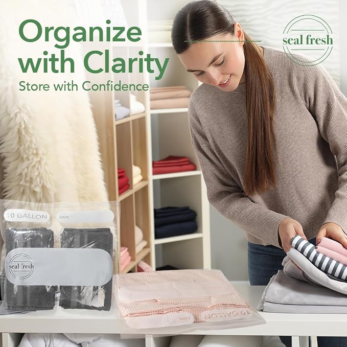 10 Gallon Large Plastic Storage Bags – 24" x 24" (30 Count) – Reusuable XXL Extra Large Heavy Duty Clear Jumbo Freezer Zip Bags with Sealable Zipper Top For Clothes, Travel, Moving