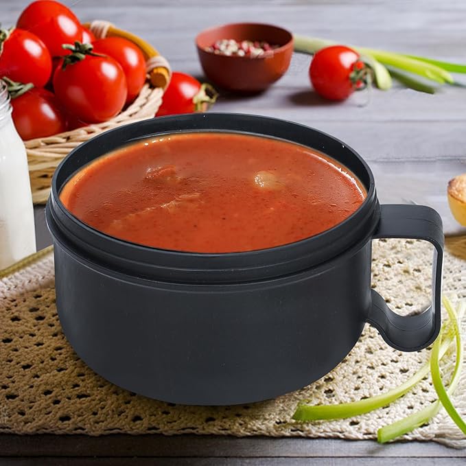 Microwave Ramen Bowl with Lid and Handle for Dorm Essentials,Microwave Soup Mugs Set of 2 for Soup and Instant Noodles,Oatmeal, Gumbo, Salad, BPA Free(Black Red)