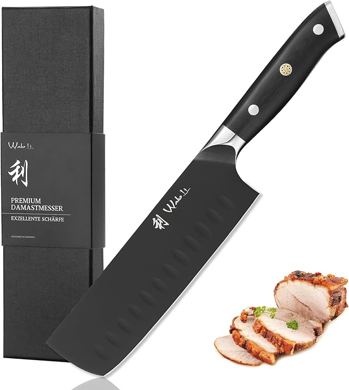 Wakoli Titanium Noir Nakiri Knife – 6.7-Inch Professional Vegetable Chef Knife | 5Cr15MoV Stainless Steel Blade with Black Titanium Coating | Ergonomic G10 Handle | Kitchen Knife in Gift Box