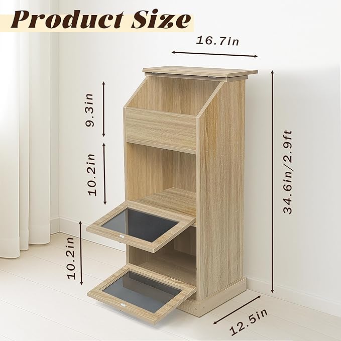 Potato Storage Bin, 3-Tier Potato and Onion Storage Bin with Lid, Wooden Bread Box for Fruit and Vegetable,Food Storage Containers for Kitchen Pantry (White Oak)