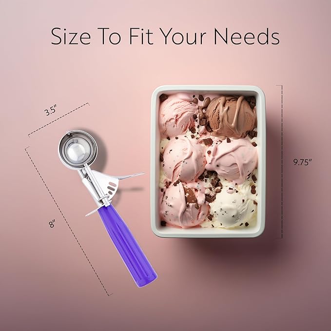 Restaurantware 0.86 Ounce Portion Scoop, 1 Trigger Release Stainless Steel Cookie Scoop - With Orchid Handle, Stainless Steel Disher, For Portion Control, Cookie Dough, Cupcake Batter, Or Ice Cream
