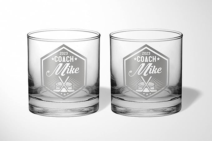 Hockey Coach Beer Glasses - Hockey Coach Gifts Personalized Coach Pint Glass Engraved Coach Award Hockey Beer Glass End of Season Gifts Coach (Hockey, Dbl Whiskey Gift Box)