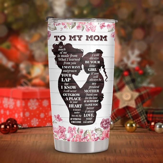 34HD Letters To Mom Tumbler with Lid, 20 oz Stainless Steel Vacuum Insulated Mommy Cup, Mama Coffee Mug, Mom Gifts from Daughter on Birthday Mothers Day Christmas