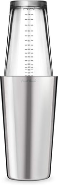 Final Touch Double-Wall Boston Shaker Set - Stainless Steel Mixing Glass with Silicone Seal - BPA-Free, Compact Storage - Leak-Proof Design - Cocktail Bartender Kit (FTA1852)