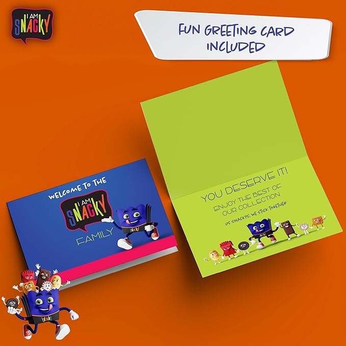 I AM Snacky - Holiday Christmas Stocking Stuffers, Snack Box Variety Pack Care Package + Greeting Card - SNACKY'S CELEBRATION CRATE (150 Count) Xmas Birthday Sweet Treats Gift Basket, Candies Chips
