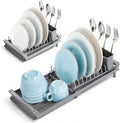 Small Expandable Dish Drying Rack – Compact & Space-Saving – No Spout, No Leaks – Durable, Rust Resistant & Easy to Clean – Ideal for Kitchens, Apartments & RVs – Extend 10.9 to 18.6 inches (Gray)