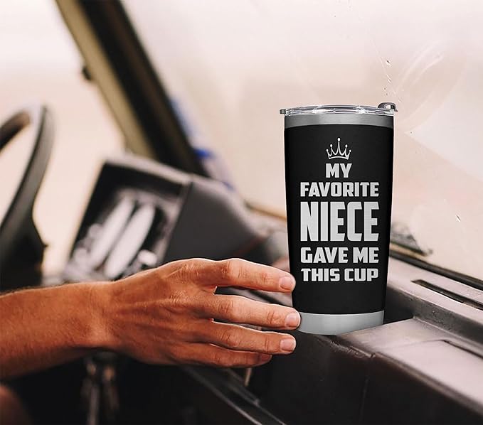 Christmas Gifts for Uncle, Aunt from Niece - Uncle Tumbler - Gifts for Fathers Day, Christmas, Birthday - Funy Insulated Stainless Steel Tumbler 20oz, Black