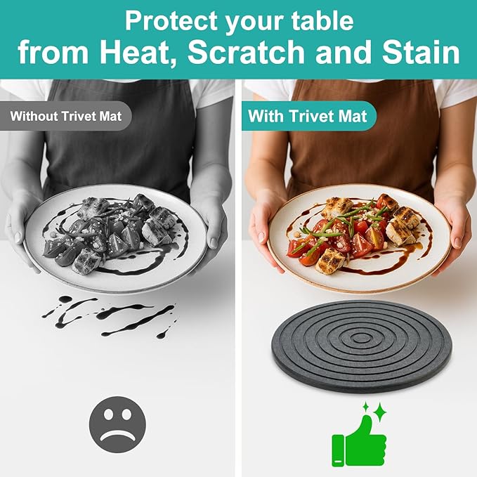 3 Pack Trivets for Hot Dishes Decorative Diatomite Stone Drying Tray for Kitchen Counter Black Silicone Trivets for Hot Pots and Pans Large Coasters Ceramic Trivet Set Round Bathroom Decor Trays