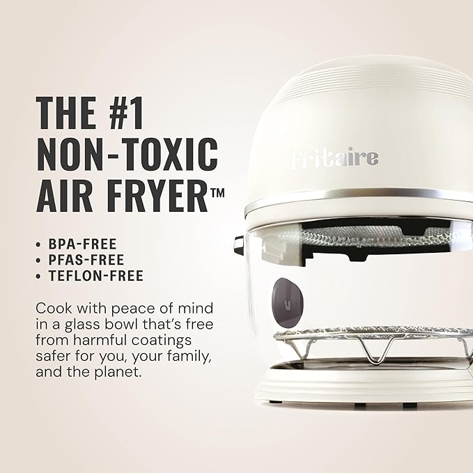 Non Toxic Air Fryer™ - Glass AirFryer 5 Quart w/ 360 Visibility, Self-Cleaning, 400F Vortex Air Fryer for Even Cooking, BPA-Free Teflon Free, 9-in-1 Functions, Rotisserie, Roast, Bake, Mauve Rose