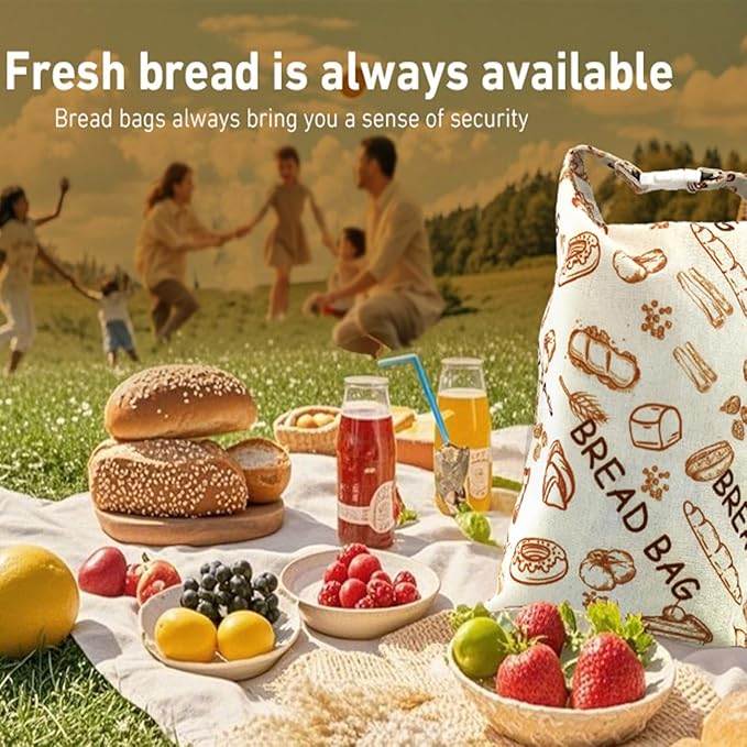 1pcs Reusable Beeswax Food Wraps Bread Bags for Homemade Bread Loaf, Food Storage Containers, Organic Cotton XL Sourdough Beeswax Bread Bag Supplies Sandwich Wrapper, Sustainable, Fresh Keeping