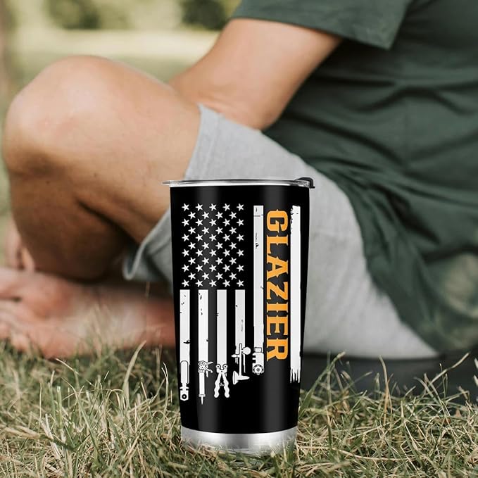 Glazier Gift, Glass Fitter Gifts for Dad, Stainless Steel Insulated Tumbler 20oz