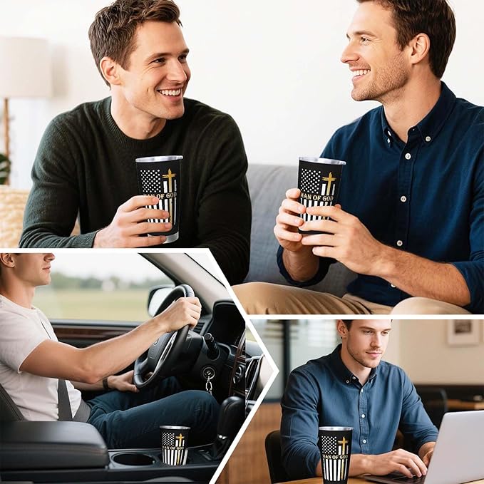 Man of God Gifts for Men, Religious Coffee Mugs, Christian Travel Mug, 20oz Coffee Tumbler, Religious Coffee Mugs