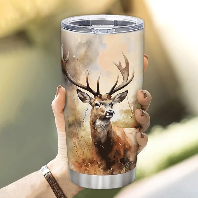 Hyturtle Personalized Hunting Gifts For Men - Deer Hunting Tumbler 20 Oz Travel Coffee Mug Stainless Steel - Fathers Day Gift For Dad, Him, Boy, Husband, Hunters On Birthday, Christmas