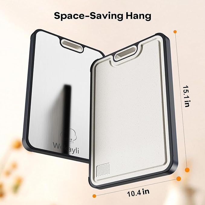Titanium Cutting Board for Kitchen, Double Sided Non Toxic Titanium Cutting Board with JUICE GROOVE, Titanium&Wheat Straw PP, Easy to Clean, Kitchen Gifts15”×10”-1 PC