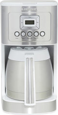 Cuisinart 12-Cup Coffee Maker, Programmable PerfecTemp Thermal Carafe Coffee Machine with 1-4 Cup Setting, Brew Strength Control and Brew Pause, Stainless Steel, White