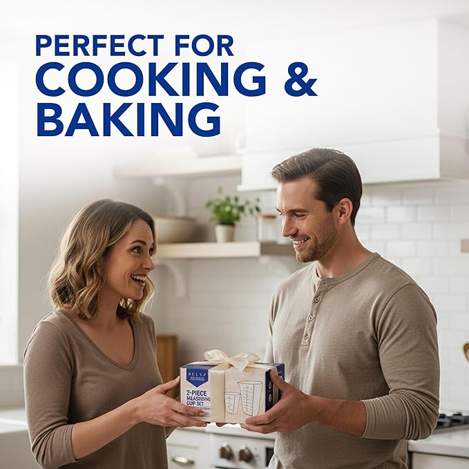 Measuring Cup Set (1 Cup & 3 Cup) – Flexible Silicone Front + Easy-Grip Plastic Back – Precise ml/oz Markings, Heat-Resistant, Easy-Pour Design for Baking & Cooking