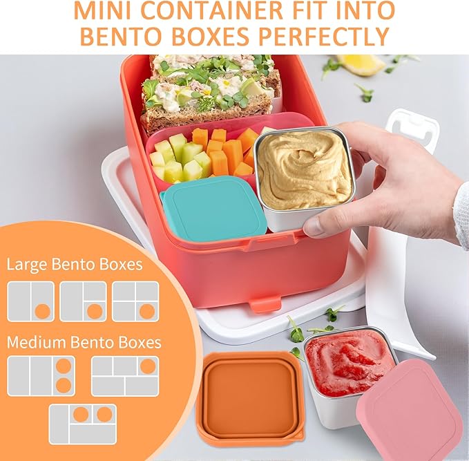 6oz Stainless Steel Sauce Containers with Lids, Leakproof Reusable Salad Dressing Containers for Lunch Boxes Picnics Travel, Dishwasher Safe Food Storage. 3 pcs